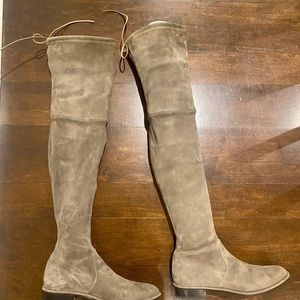 STUART Weizman taupe suede Lowland over the knee boots